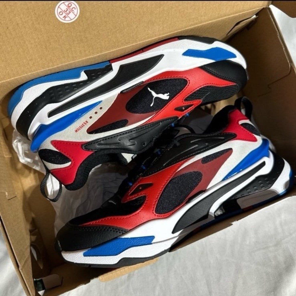 Puma RS FAST Black White Red Shoes New Woman's 7.5